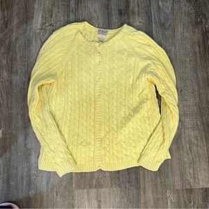L.L. Bean Light Yellow Cable Knit Cardigan